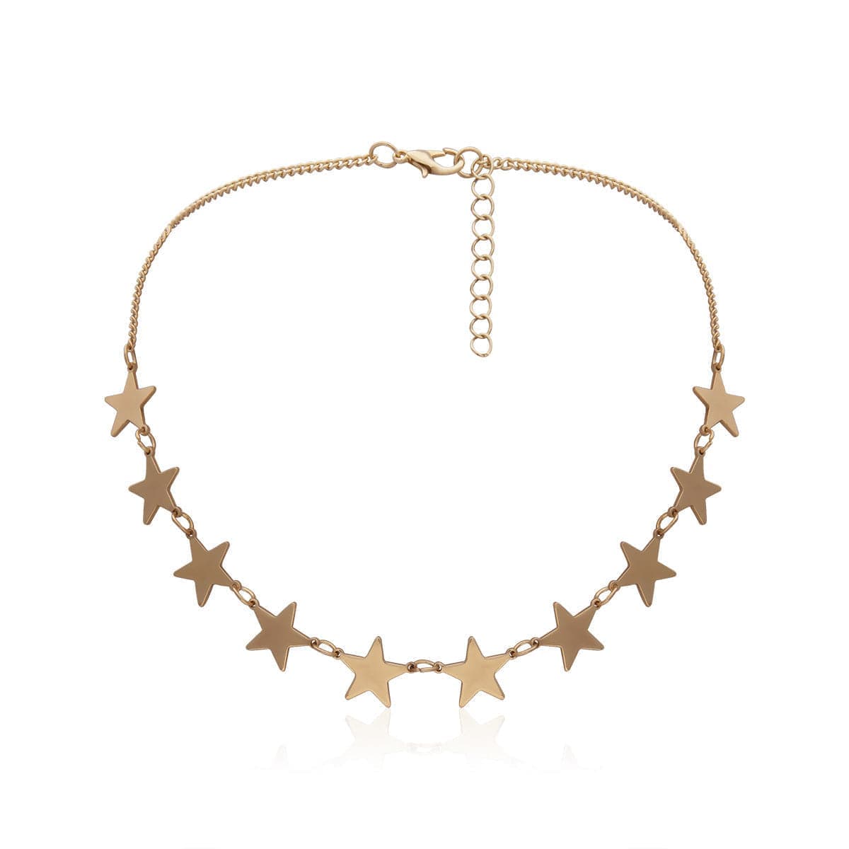 Goldtone Star Station Necklace