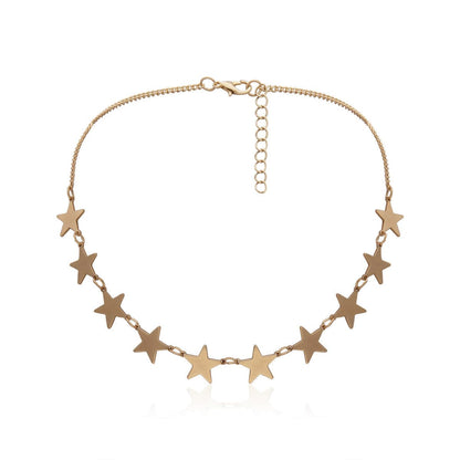 Goldtone Star Station Necklace