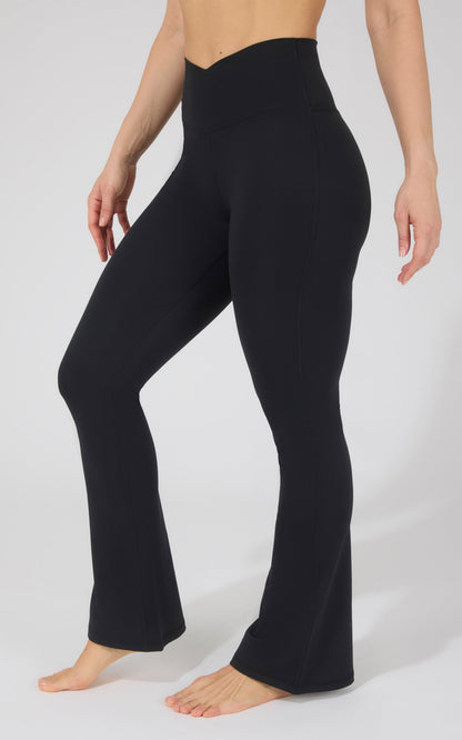 Lux Madison Crossover Elastic Free Waist Flare Leg Pant - Our Cafe Story