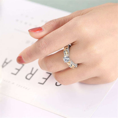 Crystal & Two-Tone Cocktail Ring-7