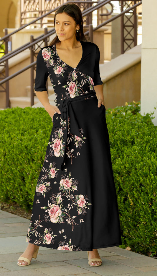 Black & Pink Floral Wrap-
