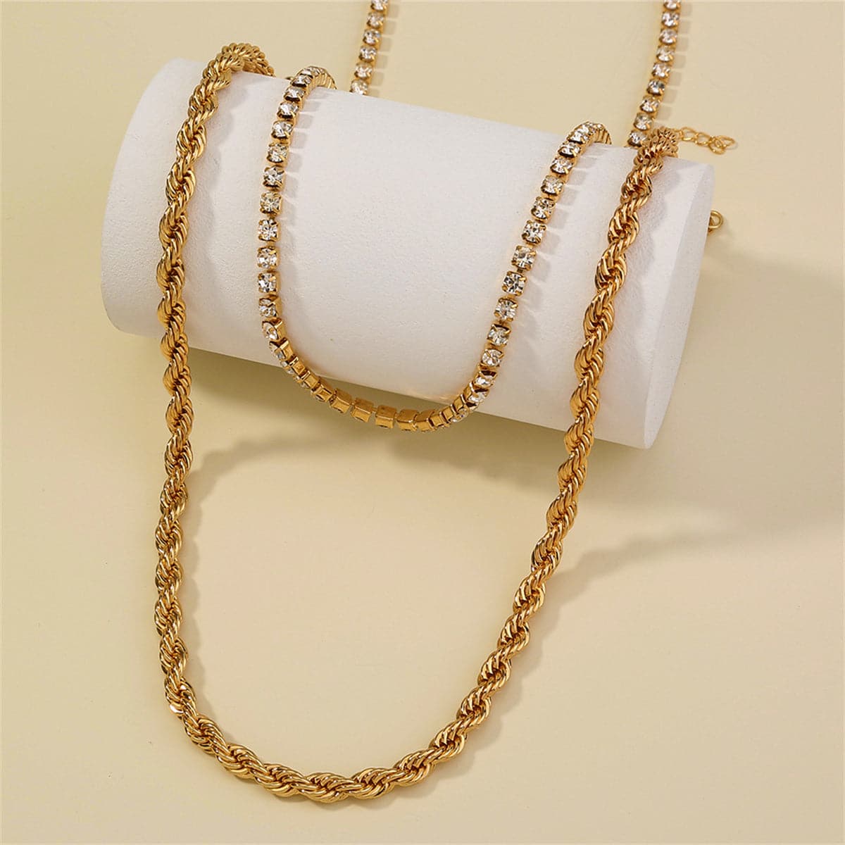 Cubic Zirconia & Goldtone Necklace Set