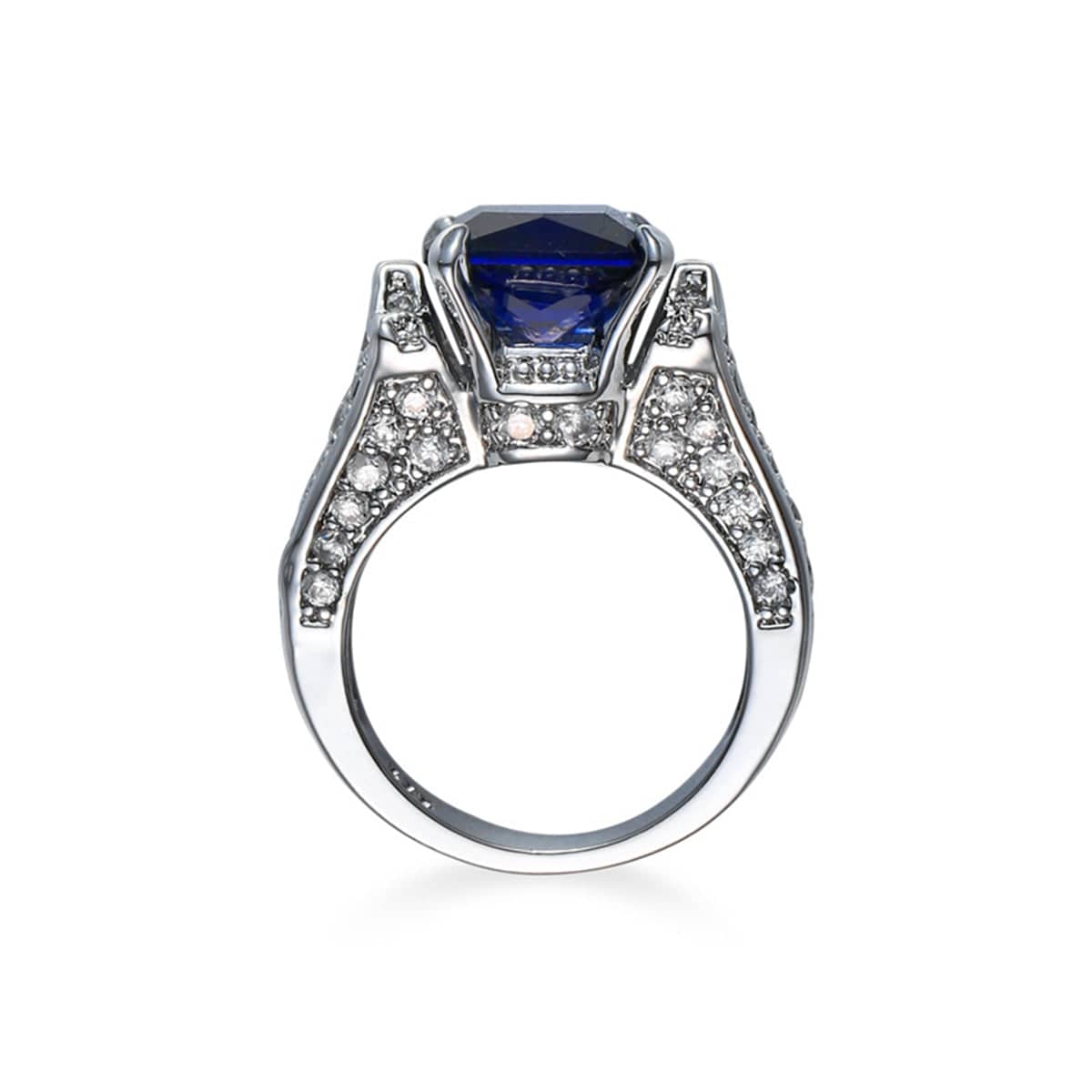 Navy Crystal & Cubic Zirconia Princess-Cut Cocktail Ring