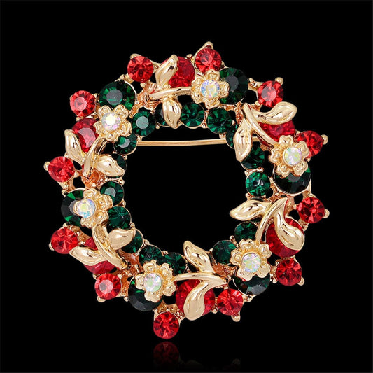 Cubic Zirconia & Goldtone Wreath Brooch