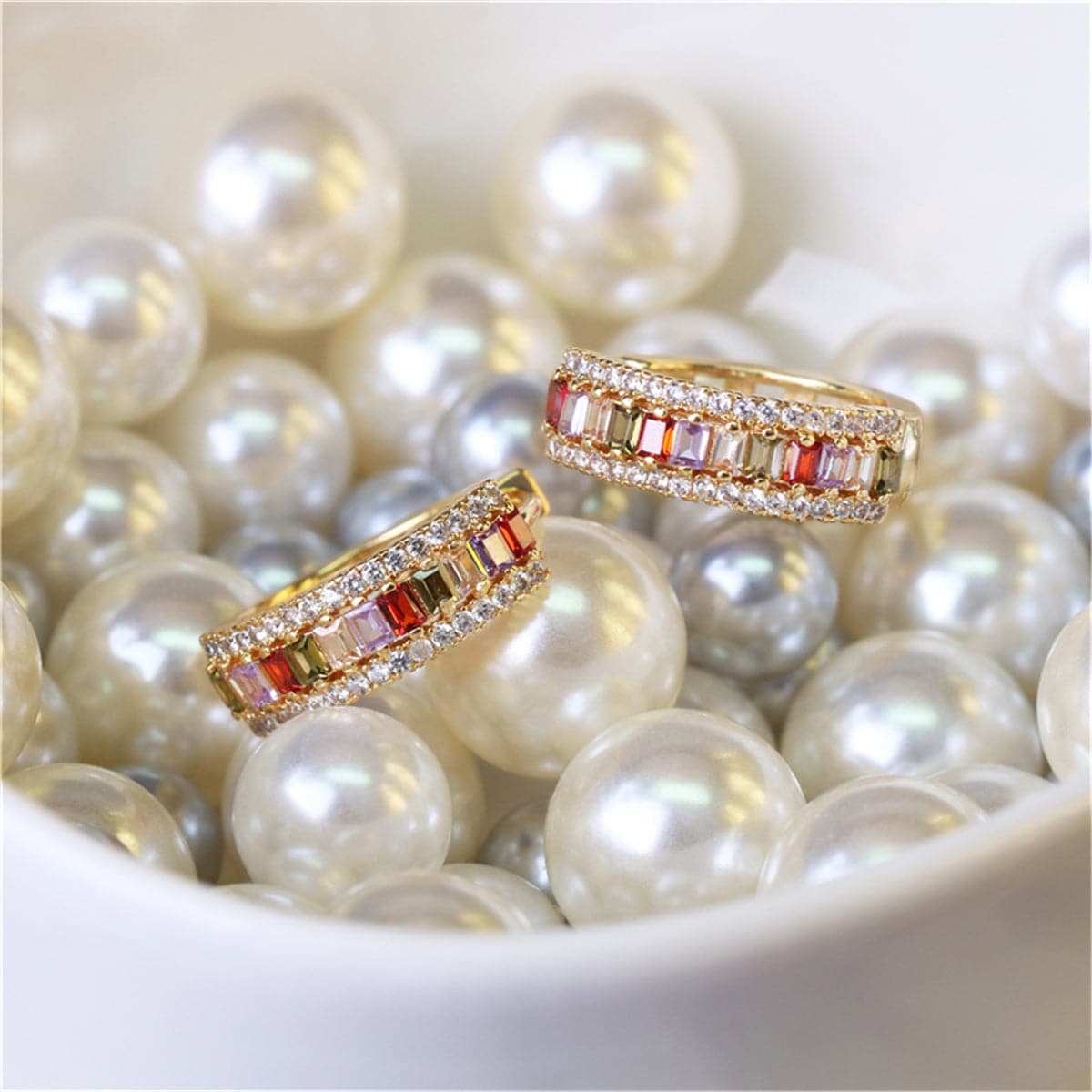 Crystal & Cubic Zirconia Princess Huggie Earrings