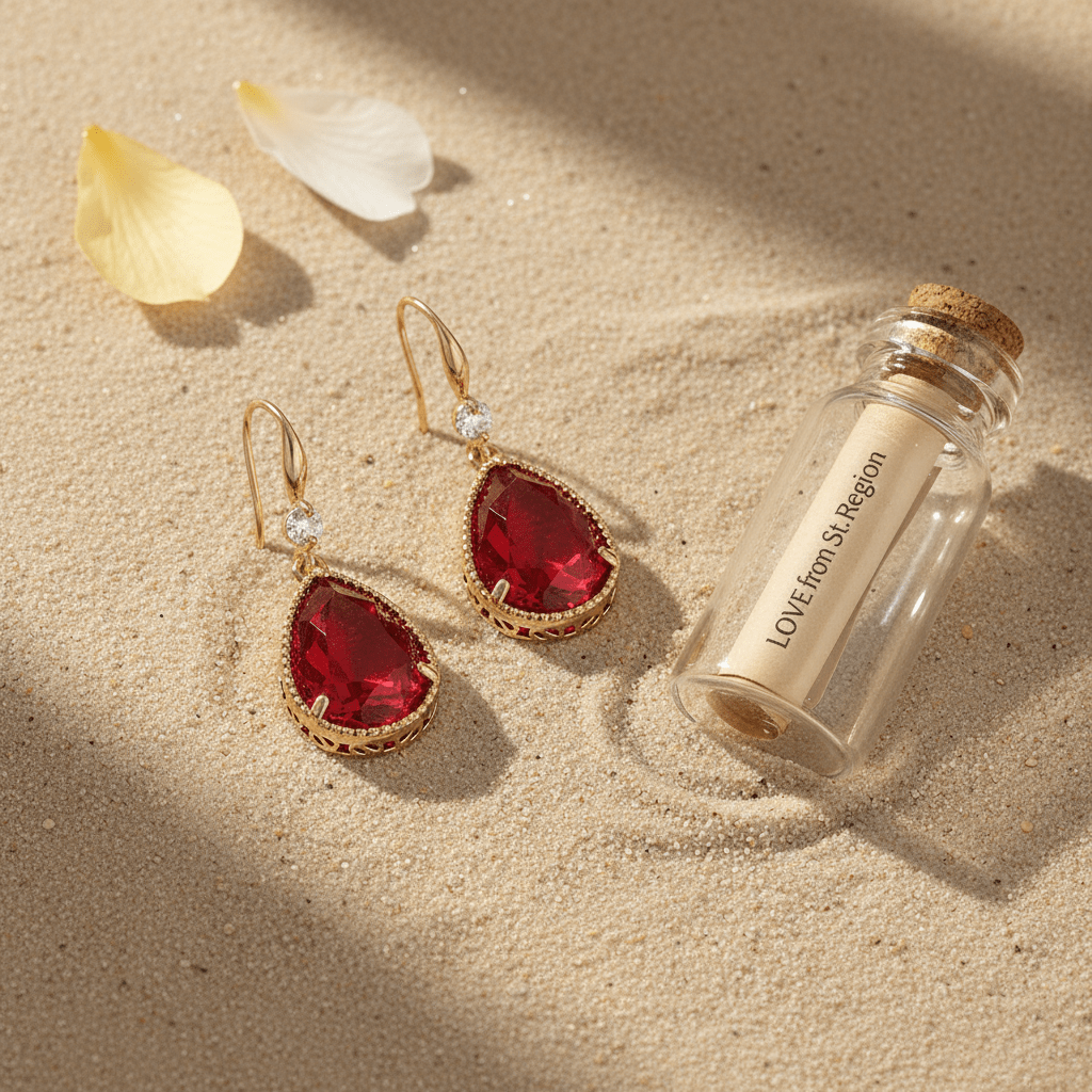 Red Crystal & Cubic Zirconia Goldtone Teardrop Hook Earrings
