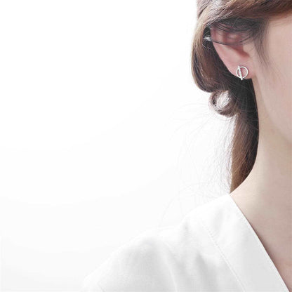 Cubic Zirconia & Silvertone Number One Ring Stud Earrings