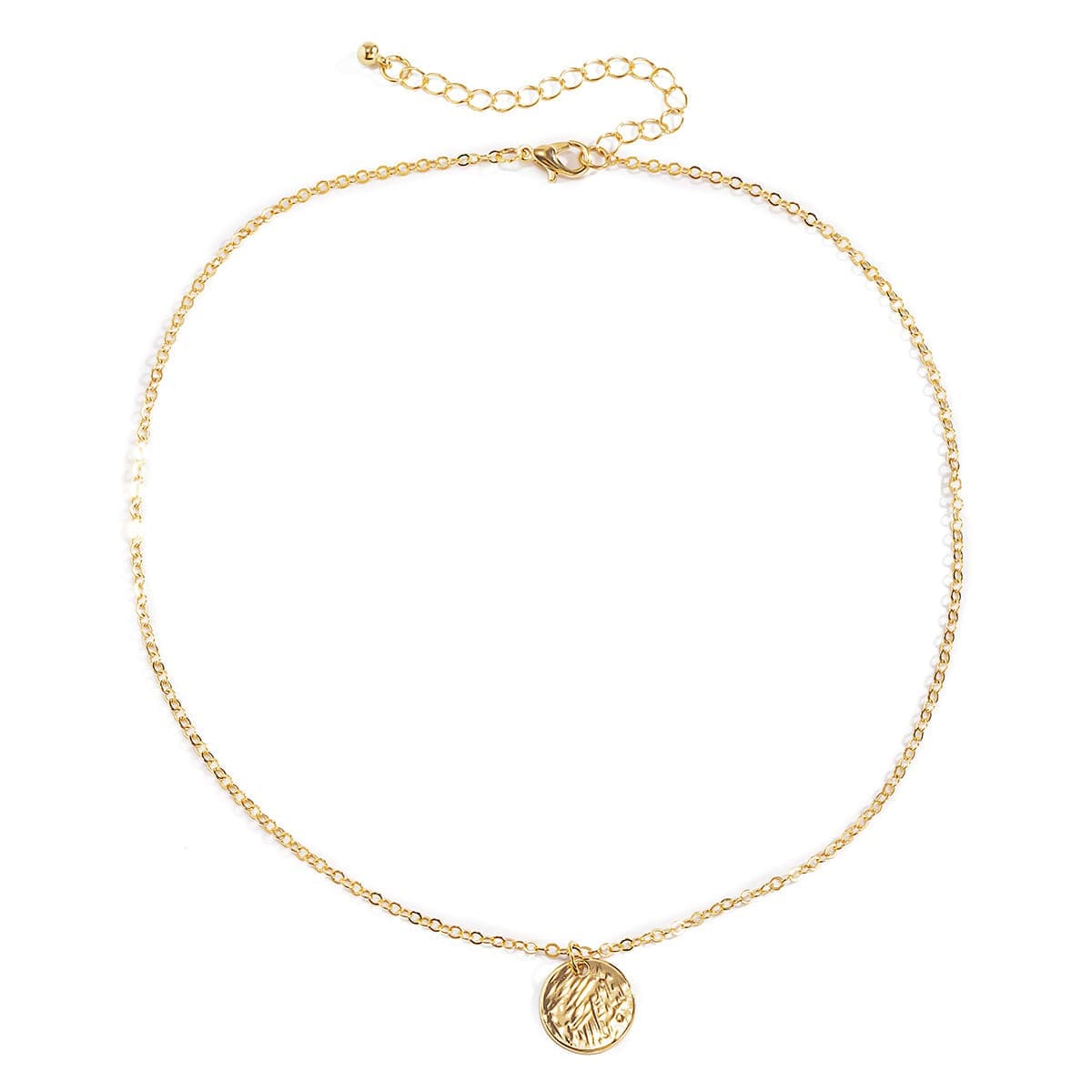 Goldtone Textured Circle Pendant Necklace