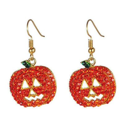 Cubic Zirconia & Goldtone Jack-O-Lantern Drop Earrings