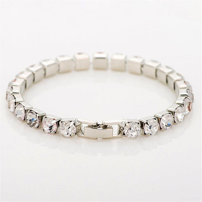 Cubic Zirconia & Silvertone Round Tennis Bracelet