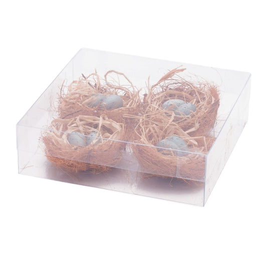 Melrose International Twig Bird Nest with Eggs and Raffia (Set of 8)