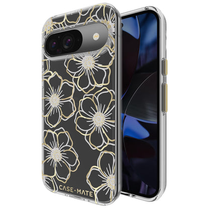 Case-Mate Google Pixel 9/9 Pro Case [6.3”,2024] [12ft Drop Protection] [Wireless Charging] Floral Gems Phone Case for Google Pixel 2024 Series - Sparkly Rhinestones Cover - Shockproof, Anti Scratch