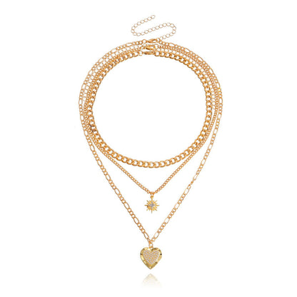 Pearl & Cubic Zirconia Star Heart Pendant Necklace - Set of Three