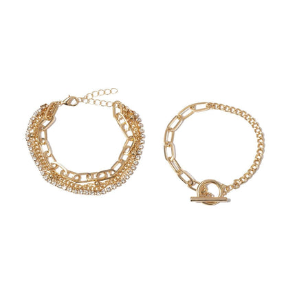 Cubic Zirconia & Goldtone Five-Piece Tennis Figaro Bracelet Set