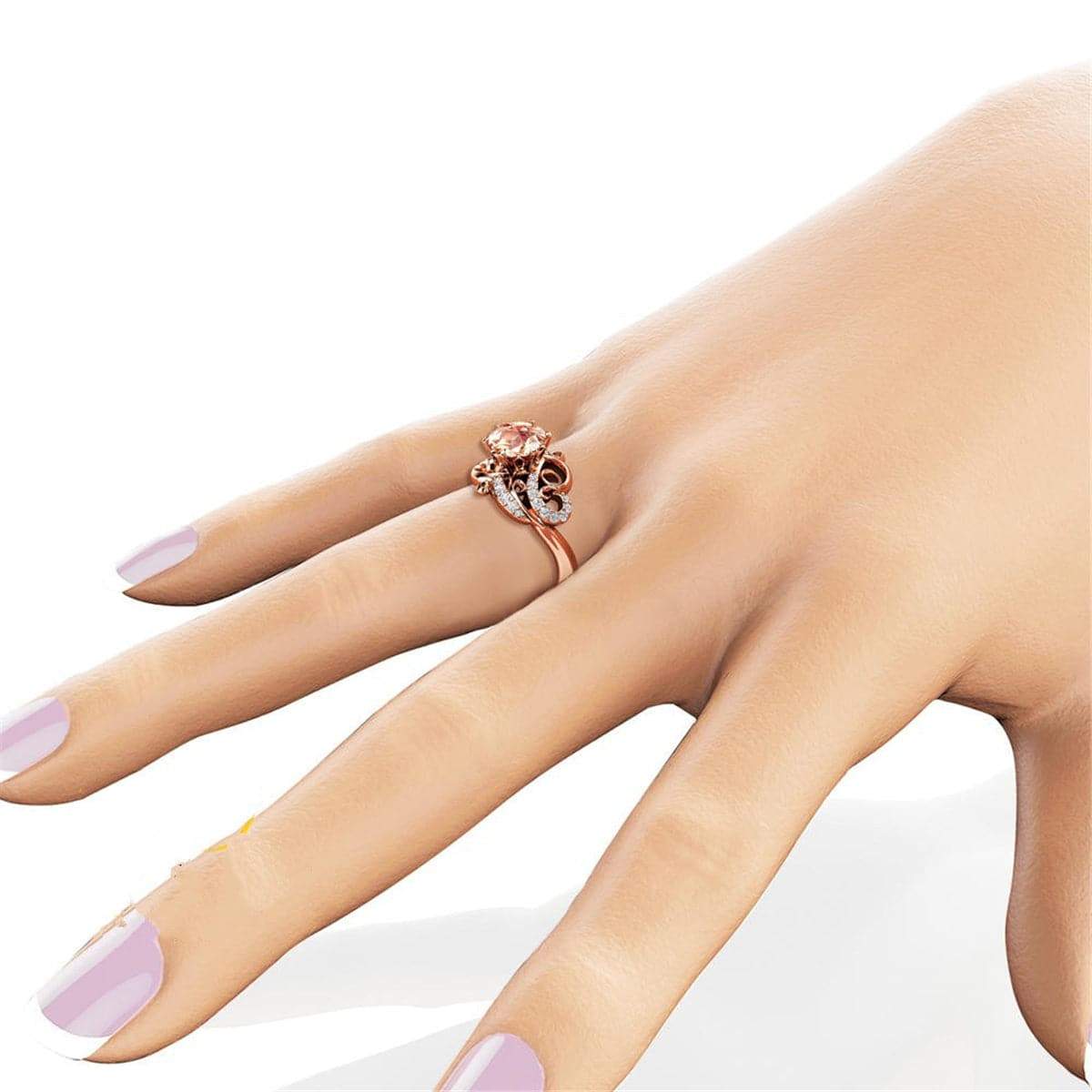 Champagne Crystal & Cubic Zirconia Filigree Floral Ring