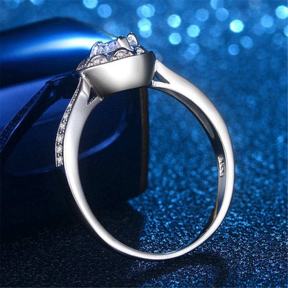 Cubic Zirconia & Silvertone Heart Ring-6