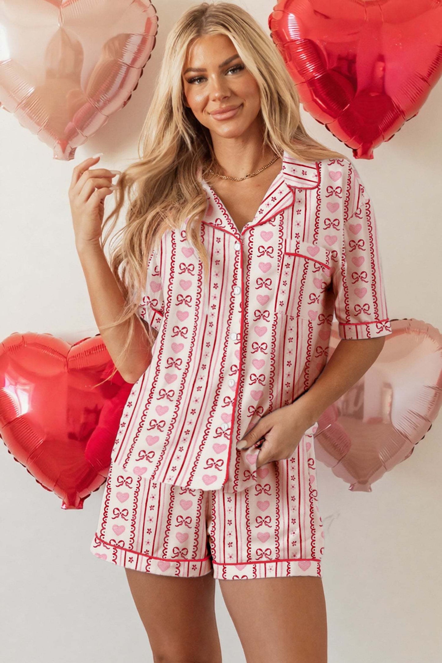 Sienna Short 2pcs Pajama Set - Red / L - 12/14