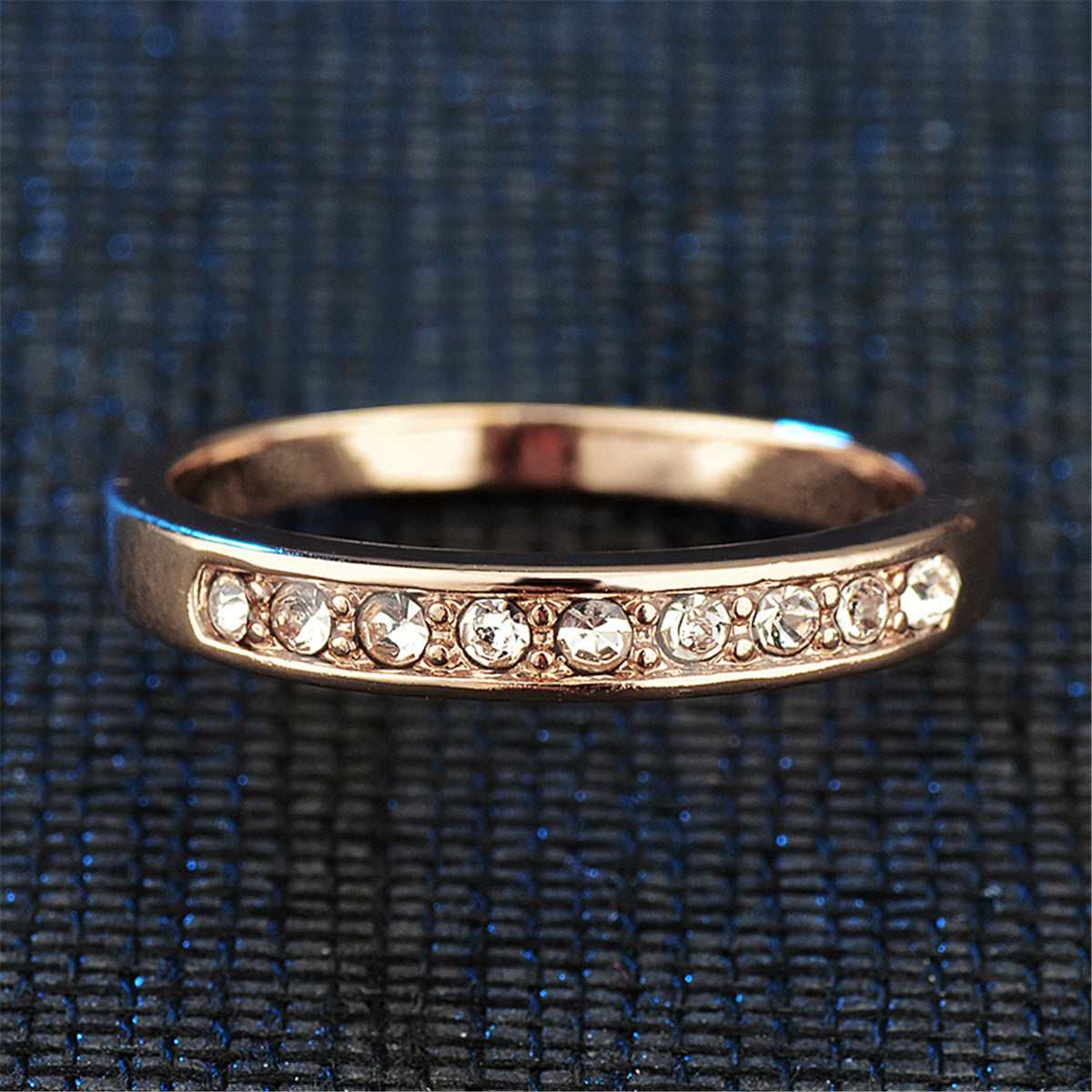Cubic Zirconia & Rose Goldtone Band Ring-1