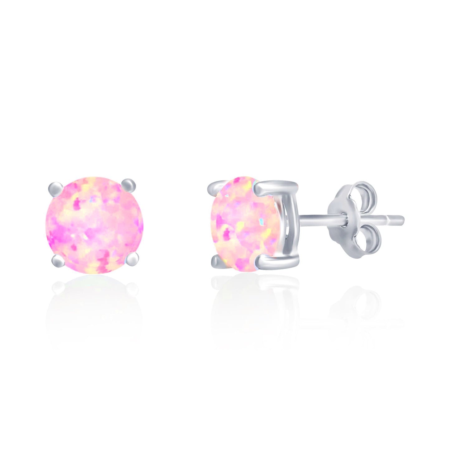 Sterling Silver Pink Opal Studs