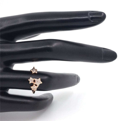 Cubic Zirconia & Rose Goldtone Star Adjustable Ring