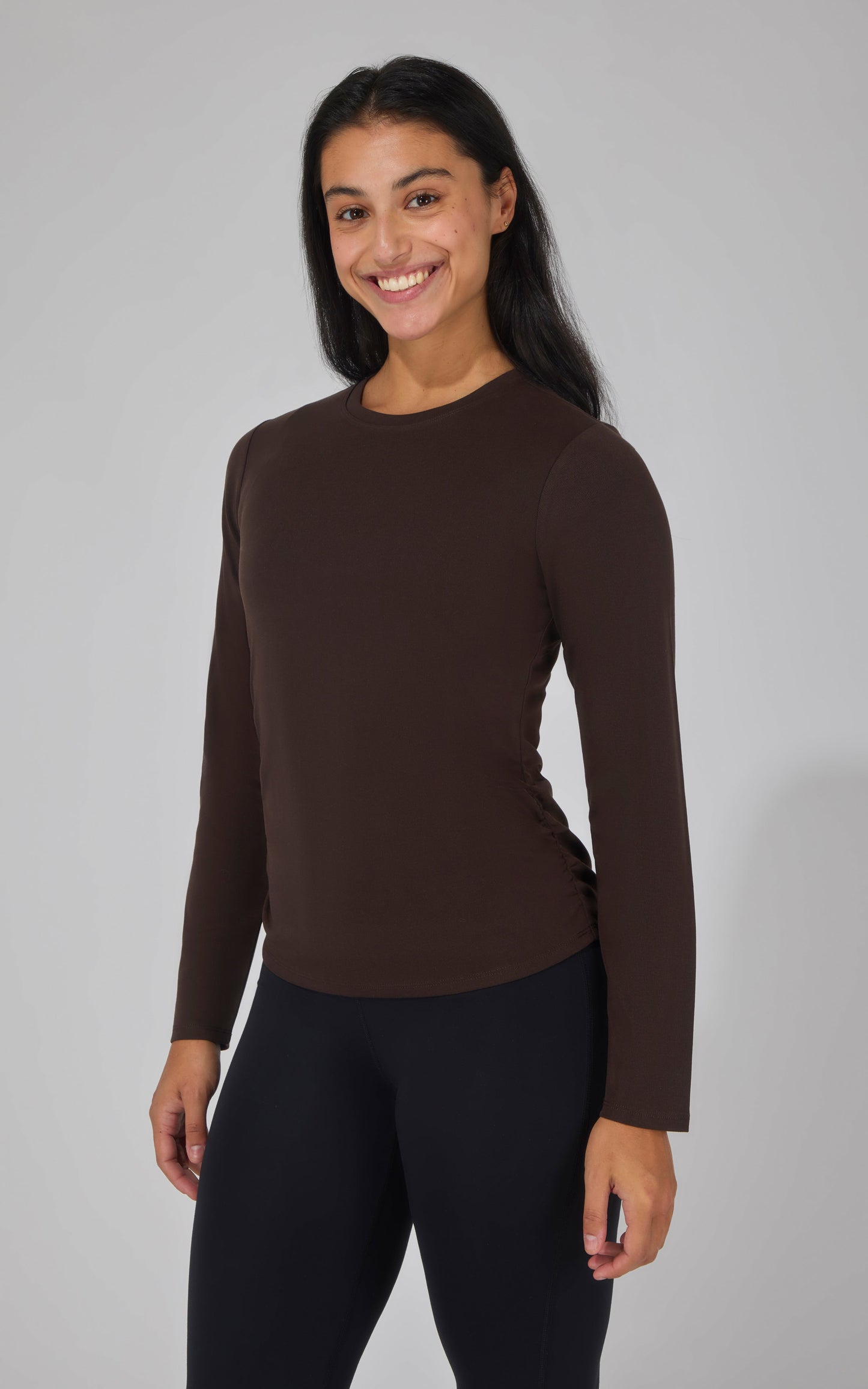 2 PK Side Ruched Long Sleeve Top