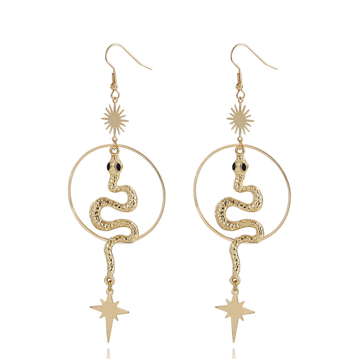 Goldtone Snake Star Drop Earrings