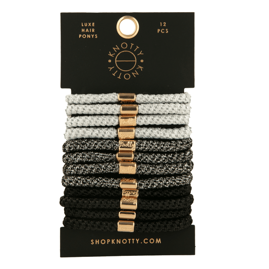 LUXE PONY SET 12-PK, BLACK METALLIC