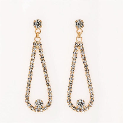 Cubic Zirconia & Goldtone Open Teardrop Earrings