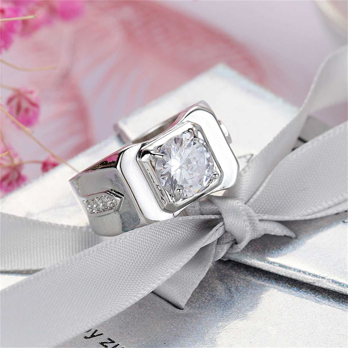 Crystal & Cubic Zirconia Round-Cut Square Illusion Ring-7