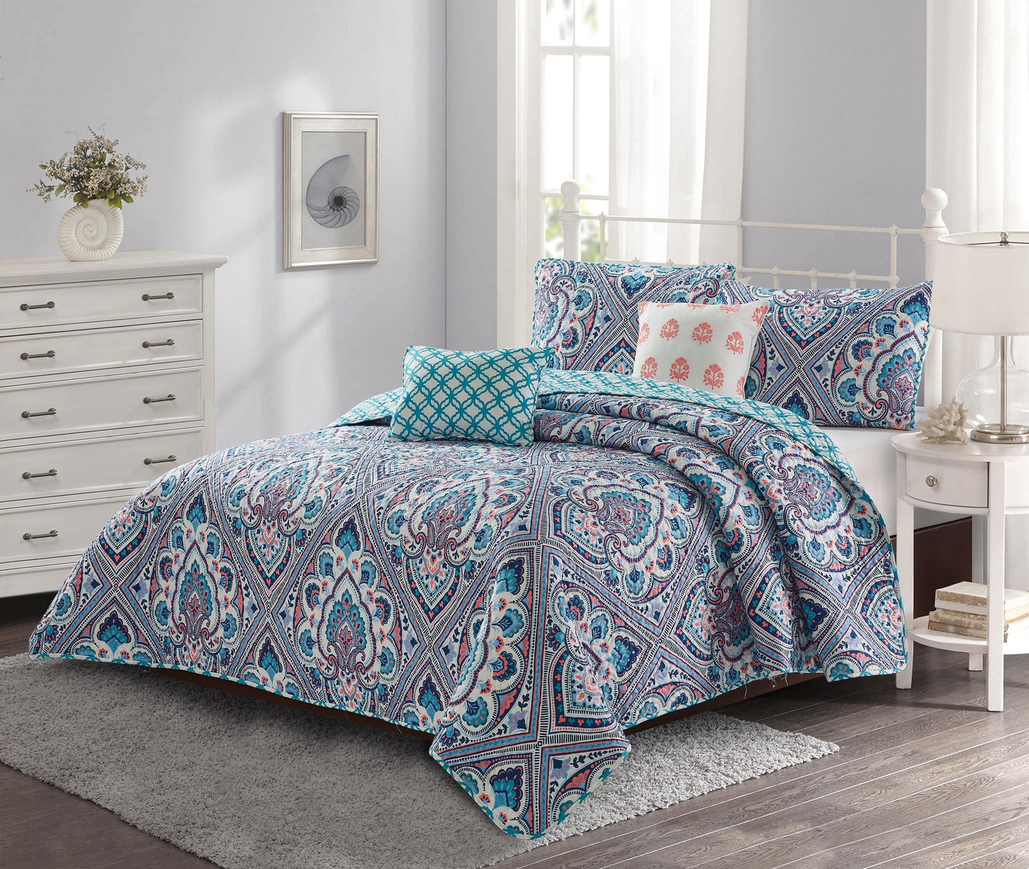 Blue/Coral-
