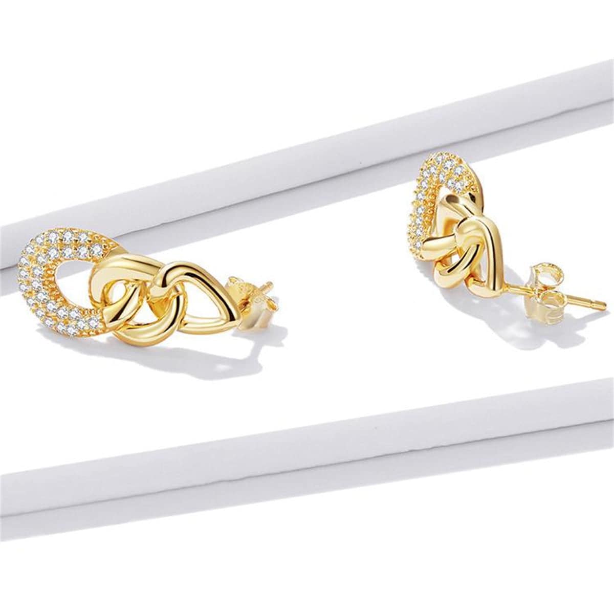 Goldtone & Clear Cubic Zirconia Link Drop Earrings