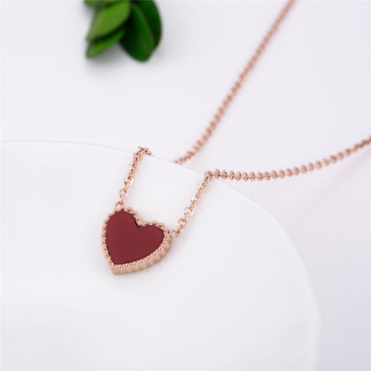 Red & Rose Goldtone Heart Pendant Necklace