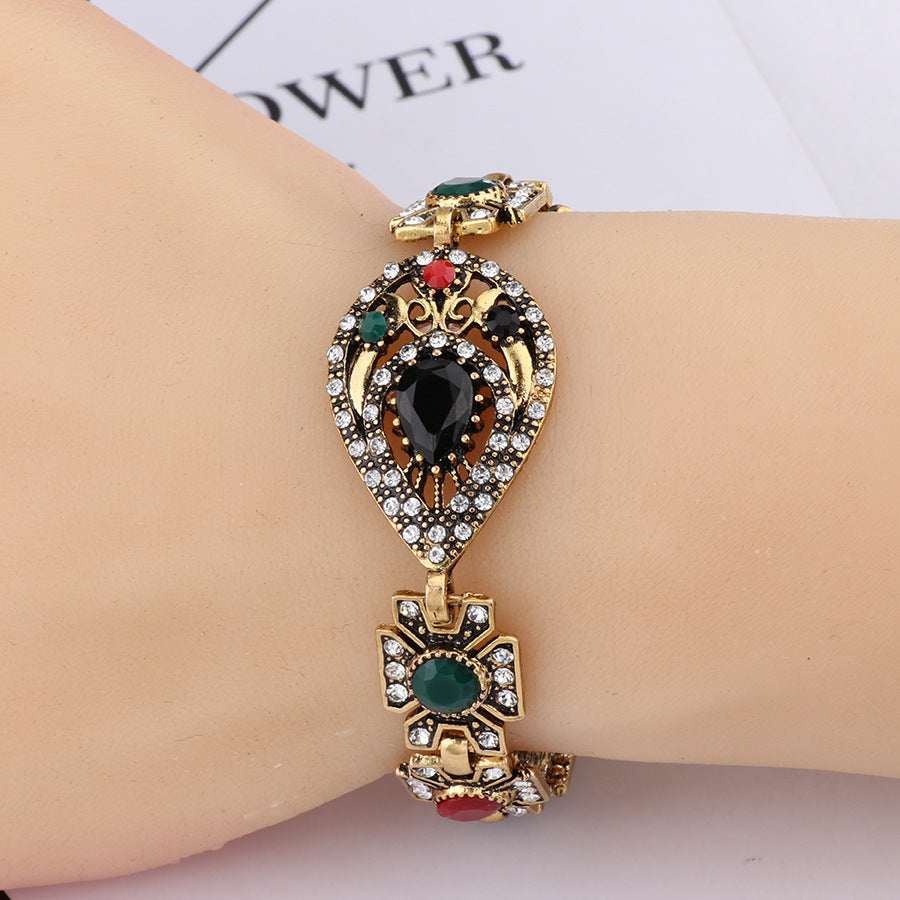 Cubic Zirconia & Resin Goldtone Geometric Bracelet