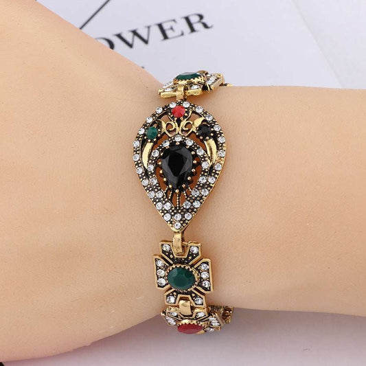 Cubic Zirconia & Resin Goldtone Geometric Bracelet