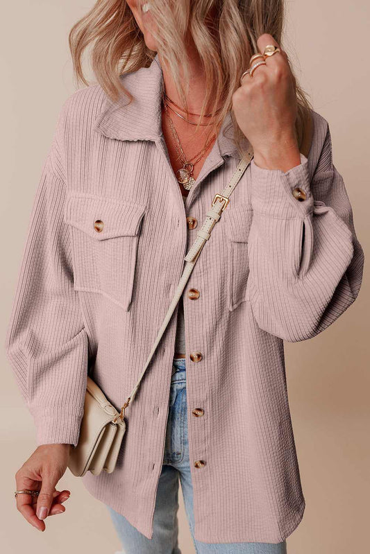 Eleanor Corduroy Flap up Shacket - Light Pink / L - 12/14
