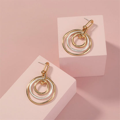 Two-tone Ripple Drop Earrings