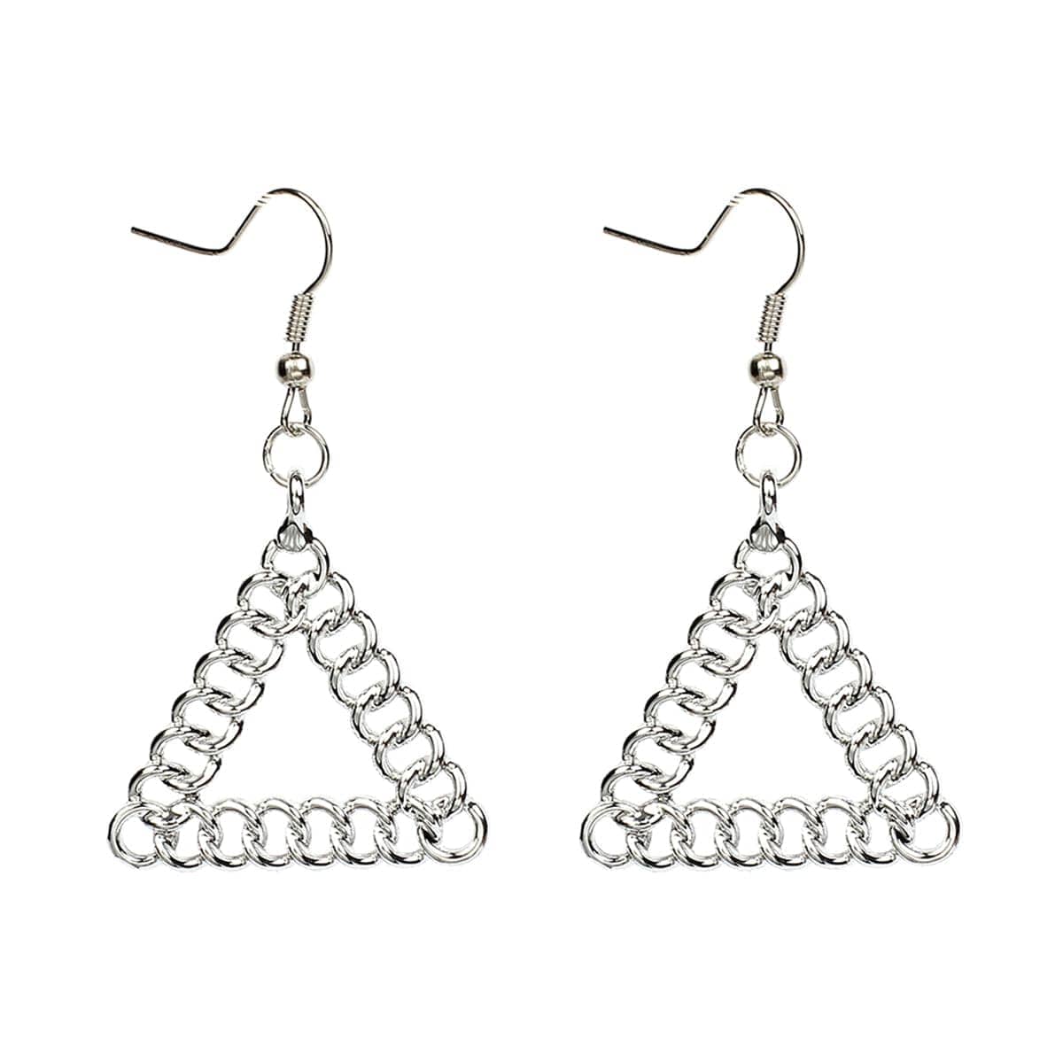 Silvertone Figaro Open Triangle Drop Earrings