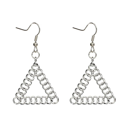 Silvertone Figaro Open Triangle Drop Earrings