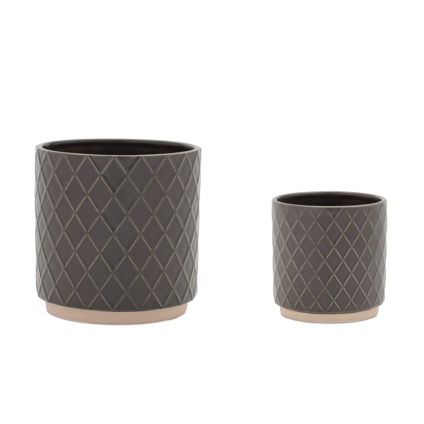 Melrose International Ceramic Diamond Pattern Planter (Set of 2)
