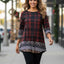 Red Plaid with Mixed Print Hem