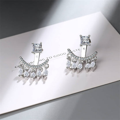 Cubic Zirconia & Silvertone Ear Jacket