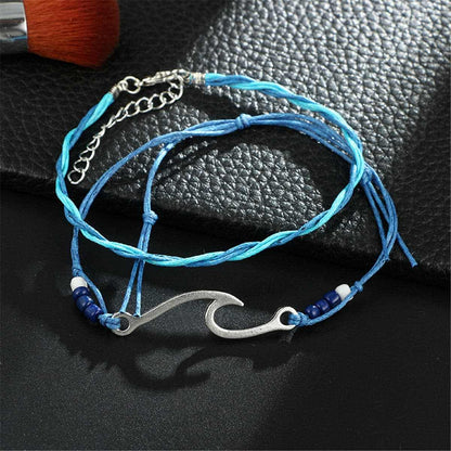 Turquoise & Silvertone Fishing Hook Bracelet Set