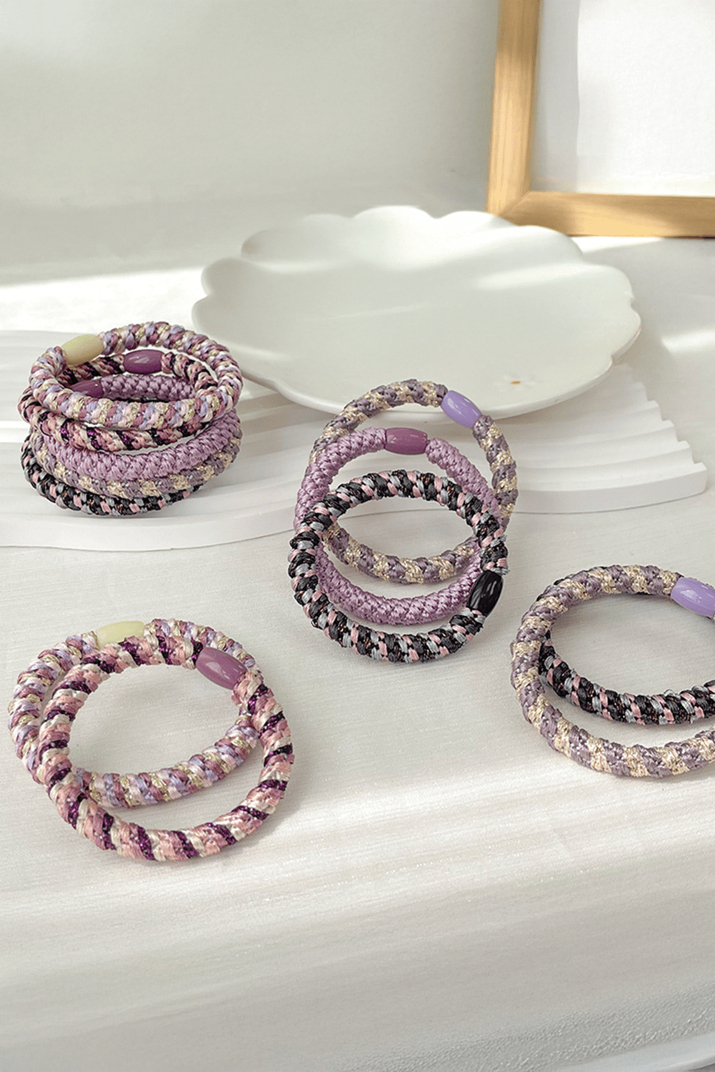Threaded Pear 15 pcs Elastic Braided Hair Tie
