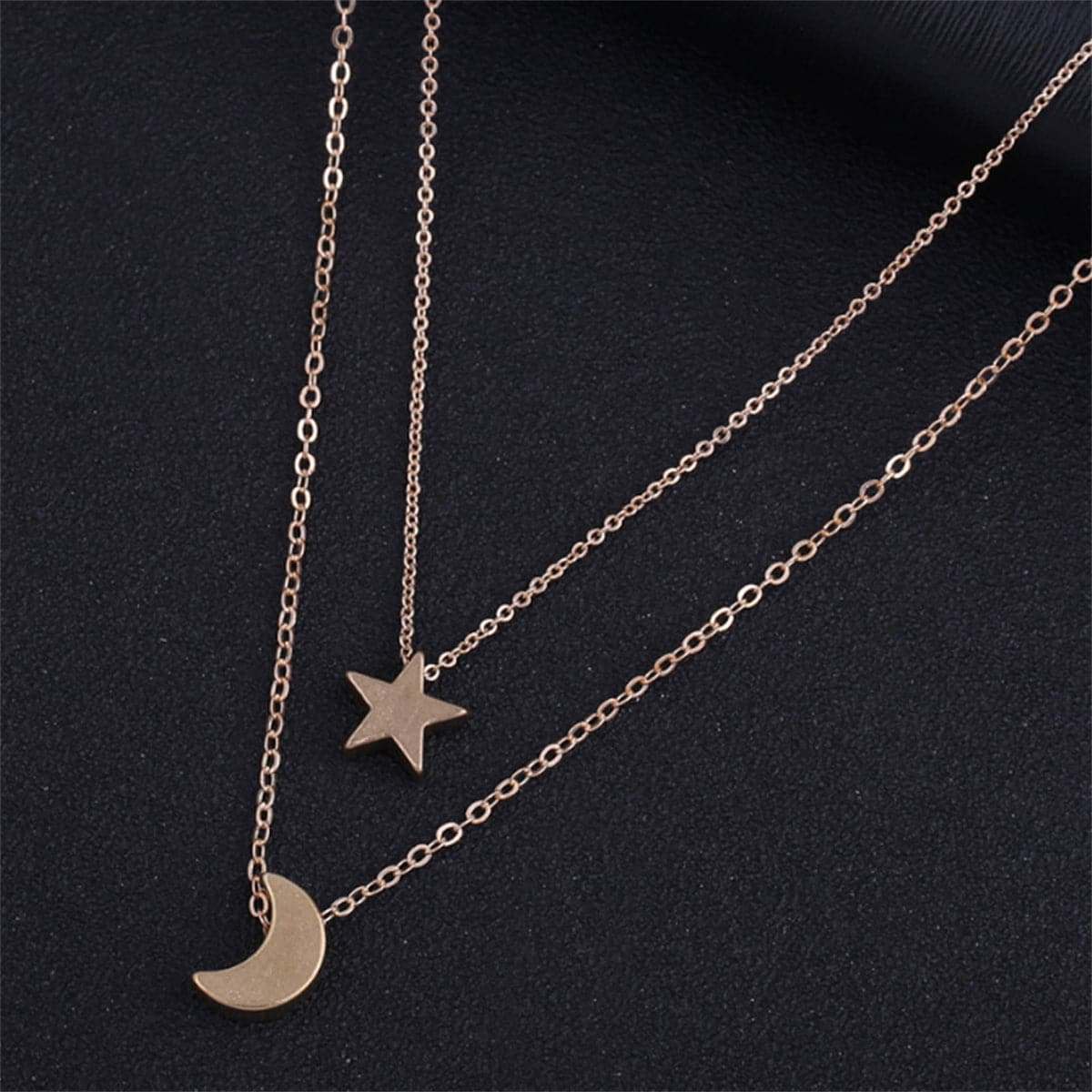 Goldtone Star & Moon Layered Necklace