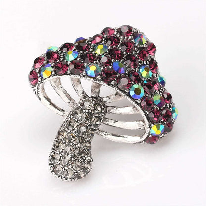 Purple & Blue Cubic Zirconia Mushroom Brooch