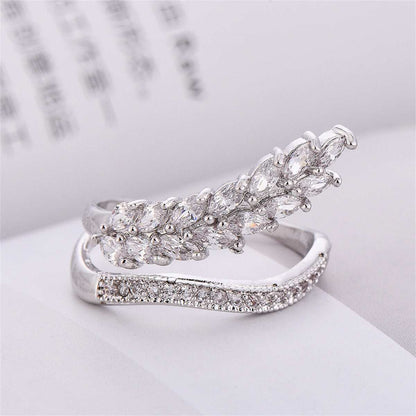 Crystal & Cubic Zirconia Silvertone Bypass Ring