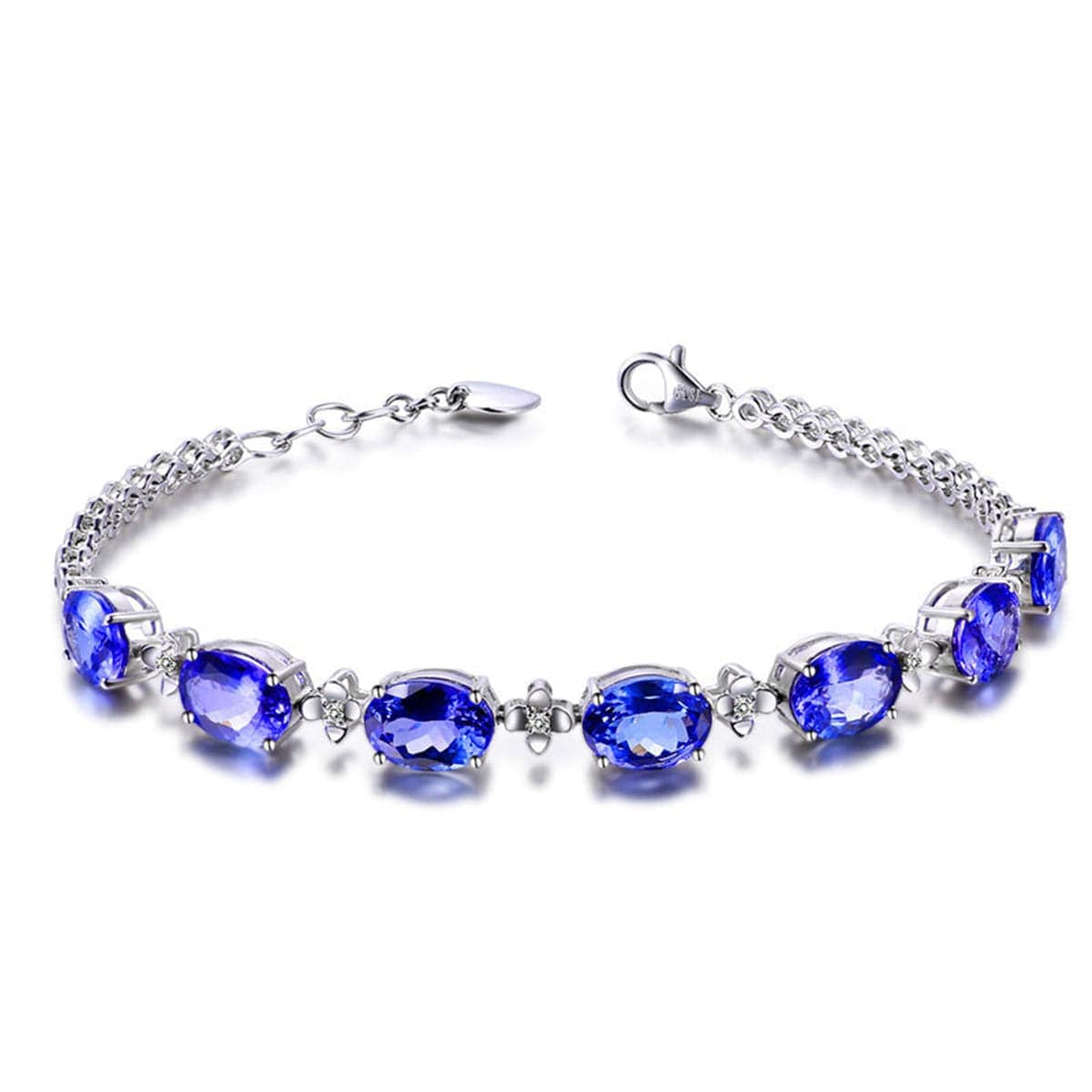 Blue Crystal & Cubic Zirconia Clover Tennis Bracelet