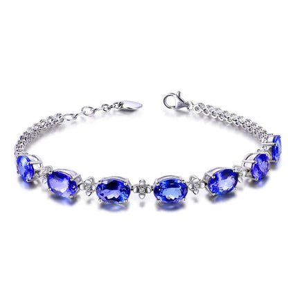 Blue Crystal & Cubic Zirconia Clover Tennis Bracelet