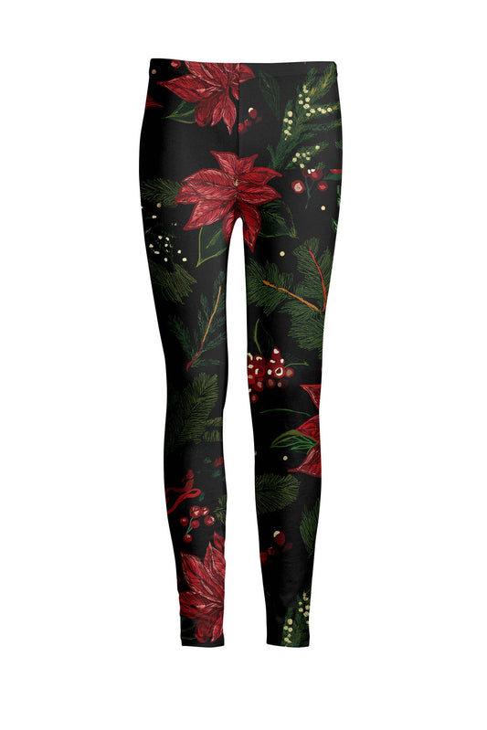 Black & Red Poinsettia Floral Holiday Print-