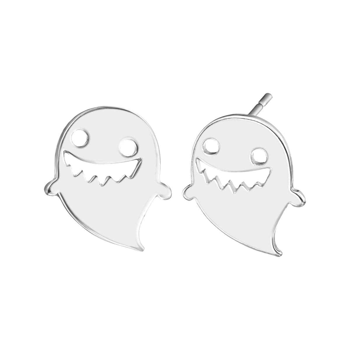 Silvertone Ghost Stud Earrings